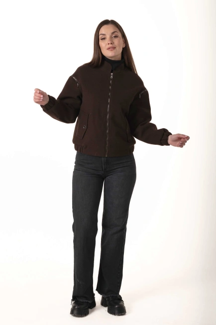 Жіноче кашемірове пальто-бомбер-8