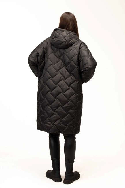 Подовжена демісезонна куртка чорна-2