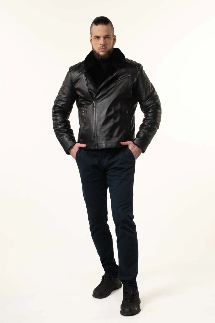 Дубленка мужская кожаная косуха-3