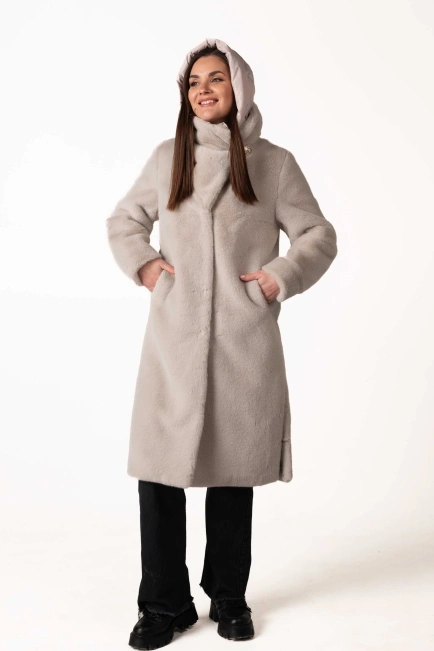 Світло-сіра жіноча еко-шуба-10