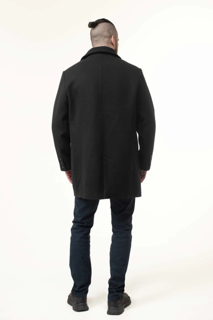 Чоловіче пальто чорного кольору демісезонне-2