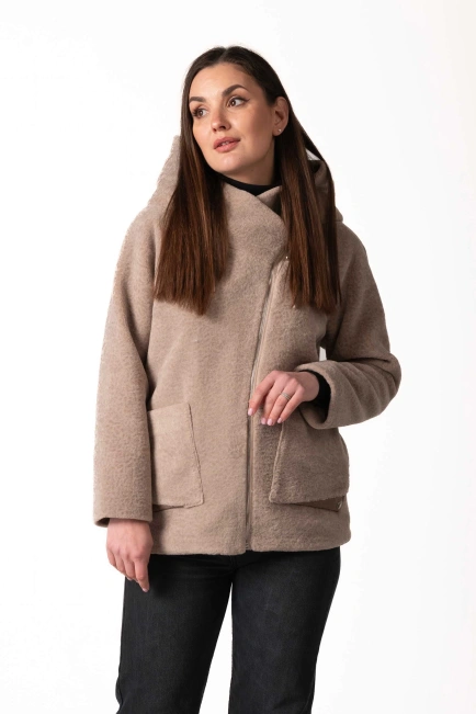 Шуба з екохутра бежева під астрагана-4