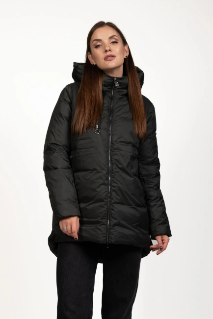 Женский зимний пуховик зелёный с биопухом-3