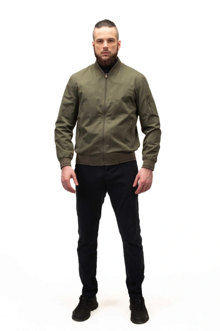 Мужская лёгкая куртка бомбер хаки-3