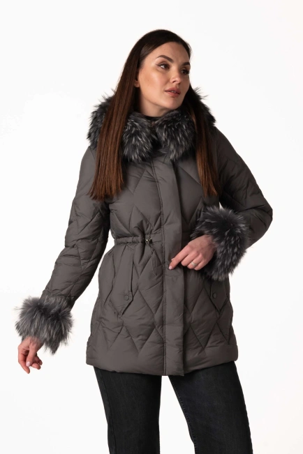 Графітовий біопуховик з відстібним хутром-4