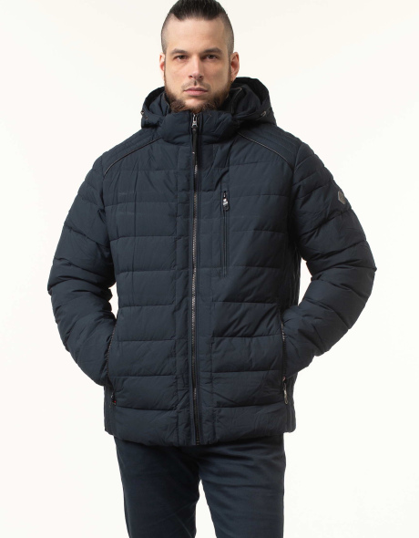 Куртка з біопухом темно-синього кольору