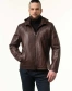 Шкіряна коричнева куртка з капюшоном чоловіча-1