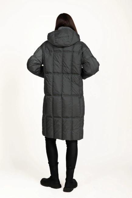 Жіночий біопуховик графітовий стьобаний-2