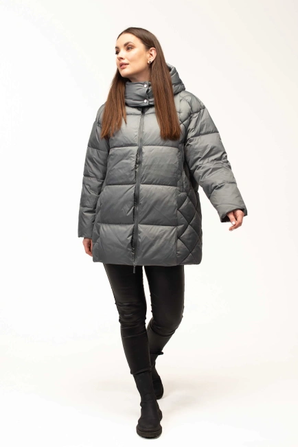 Жіночий біопуховик з декором на боках бірюза-9