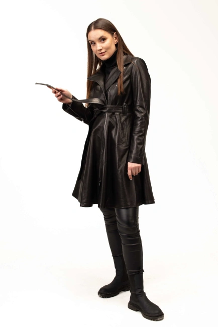 Женский кожаный френч из натуральной кожи-5