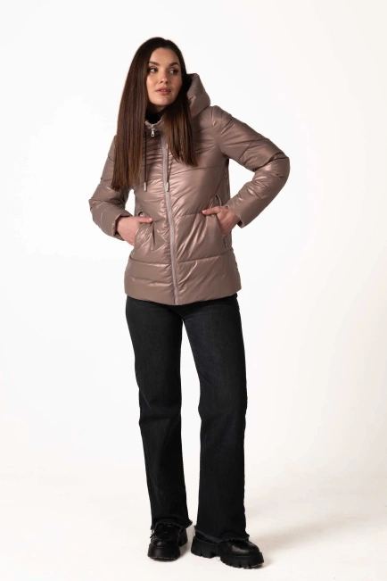 Жіночий зимовий біопуховик капучіно-10