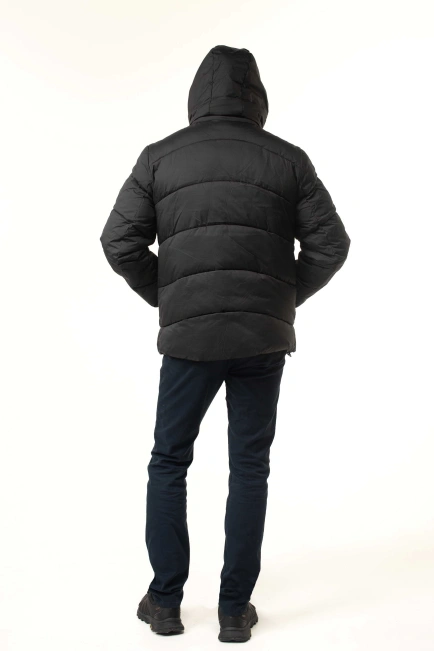 Чоловіча зимова куртка з біопухом чорна-2