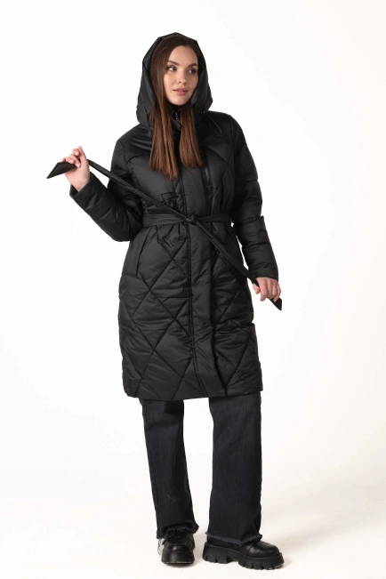 Чорний біопуховик з ромбовидною прострочкою-10