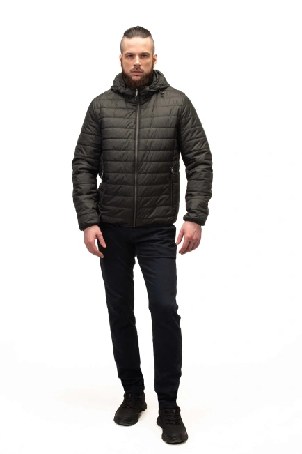 Чоловіча куртка кольору хакі стьобана-8