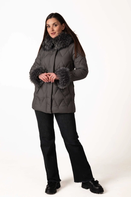 Графітовий біопуховик з відстібним хутром-9