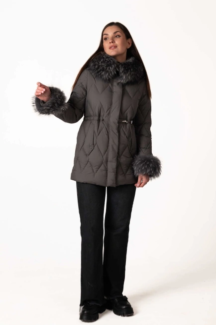 Графітовий біопуховик з відстібним хутром-8