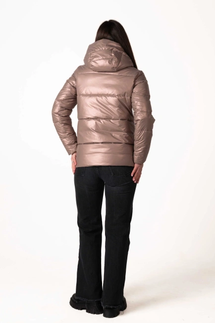 Жіночий зимовий біопуховик капучіно-2