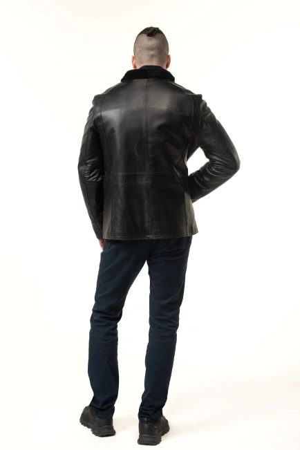 Чоловіча шкіряна дублянка з декором-2