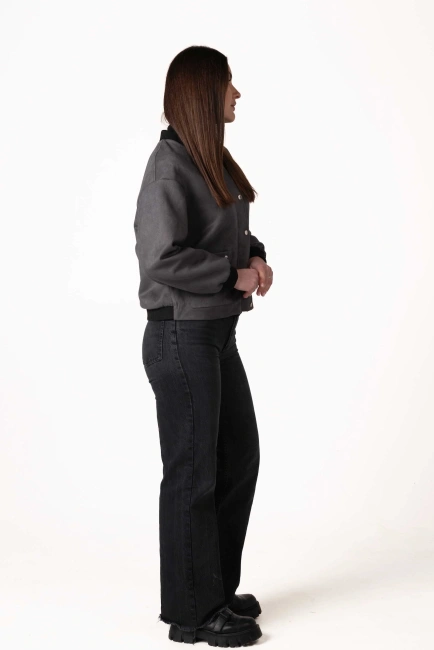 Жіноча легка куртка з еко-замші графіт-7