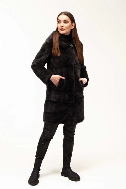 Норковая шуба в цвете графит-7