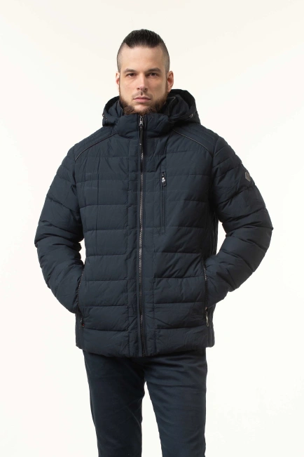 Куртка з біопухом темно-синього кольору-1