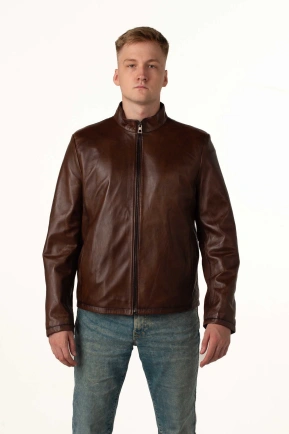 Чоловіча шкіряна куртка пряма коричнева