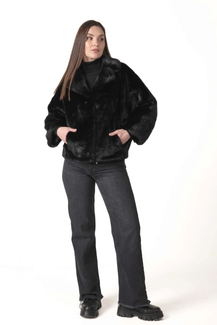 Жіноча норкова шуба з відстібними рукавами-3