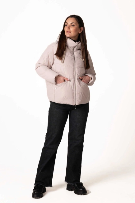 Зимовий біопуховик бежевого кольору-7