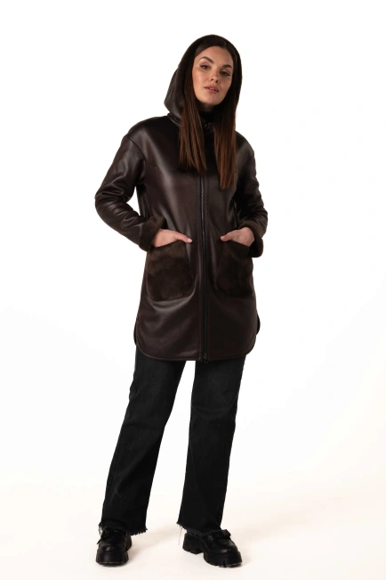 Екодублянка коричневого кольору зимова-6