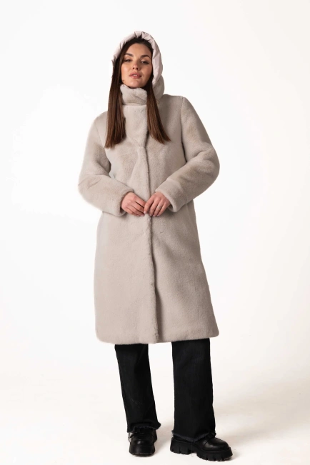 Світло-сіра жіноча еко-шуба-8