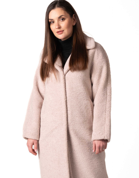 Шуба з екохутра з англійським коміром беж