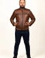 Мужская куртка кожаная коричневого цвета-2