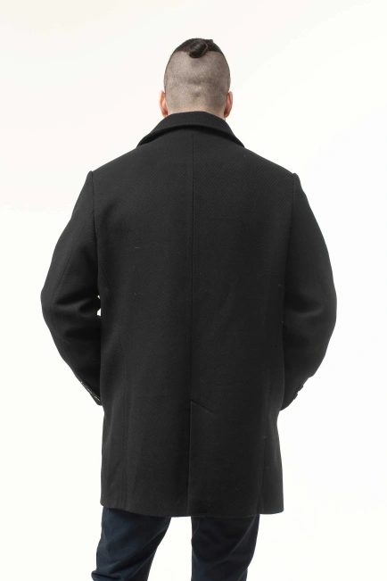Чоловіче пальто чорного кольору демісезонне-7