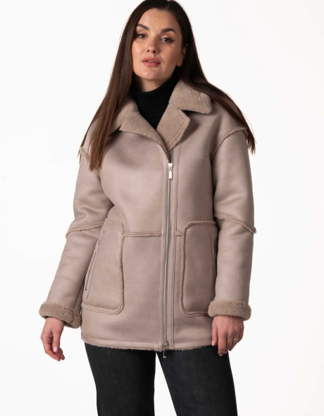 Жіноча екодублянка пудрового кольору
