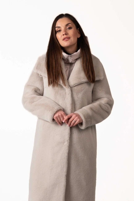 Світло-сіра жіноча еко-шуба-4