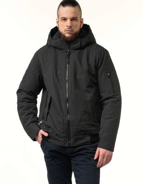 Чоловіча зимова куртка-бомбер з біопухом сіра