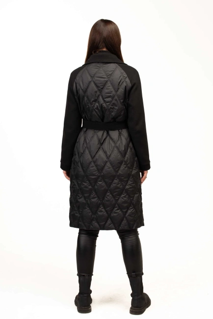 Удлиненное пальто - демисезонный биопуховик черный-2