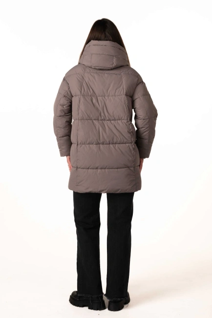 Кавовий біопуховик зі знімним капюшоном-2