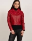 Укорочена шкіряна куртка червона-1