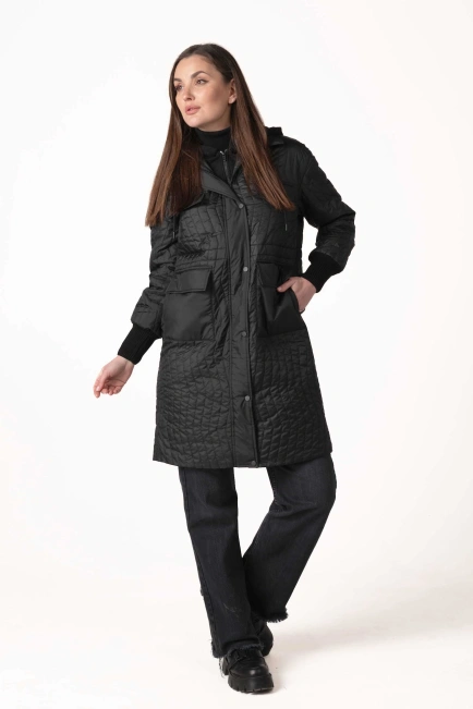 Жіноча демісезонна куртка на синтепоні чорна-3