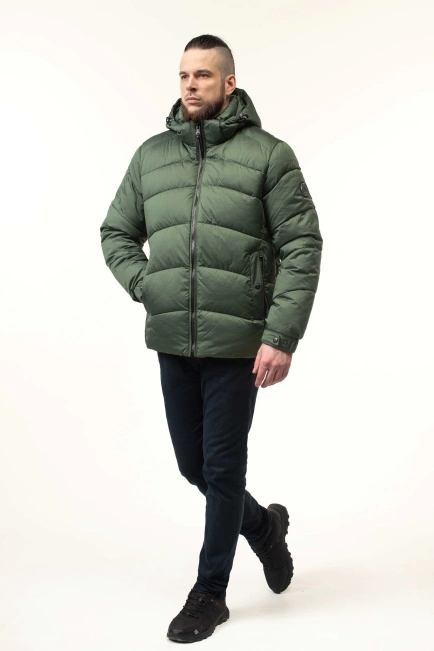 Зимова куртка з біопухом зеленого кольору-5