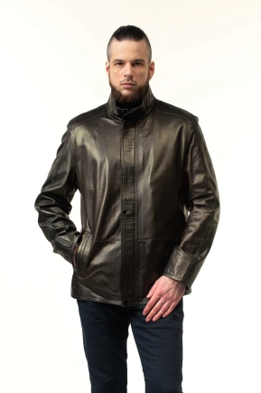 Класична чоловіча куртка з натуральної шкіри