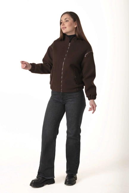 Жіноче кашемірове пальто-бомбер-5