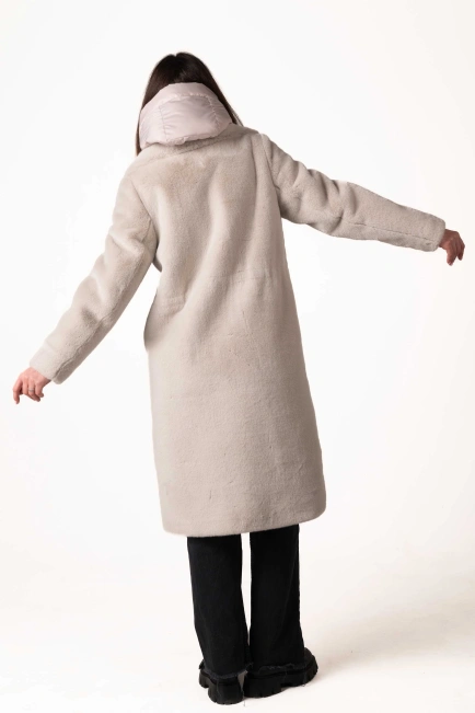 Світло-сіра жіноча еко-шуба-2