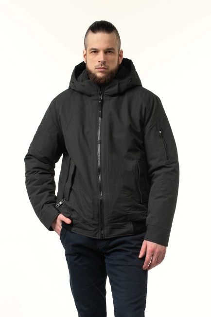 Чоловіча зимова куртка-бомбер з біопухом сіра-1