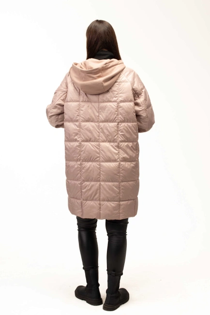 Демисезонная бежевая куртка с капюшоном-2