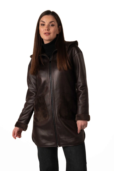 Екодублянка коричневого кольору зимова-4