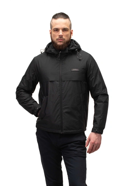 Демісезонна куртка темно-синього кольору-4