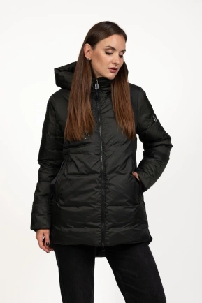 Женский зимний пуховик зелёный с биопухом