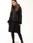 Жіноча чорна дублянка з капюшоном довга-3